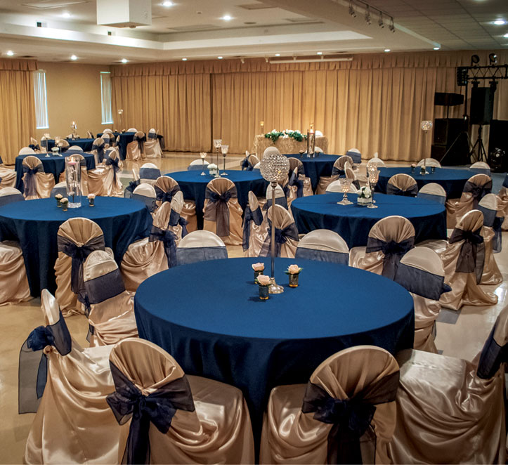 Christopher Hall Wedding - Royal Blue Tables